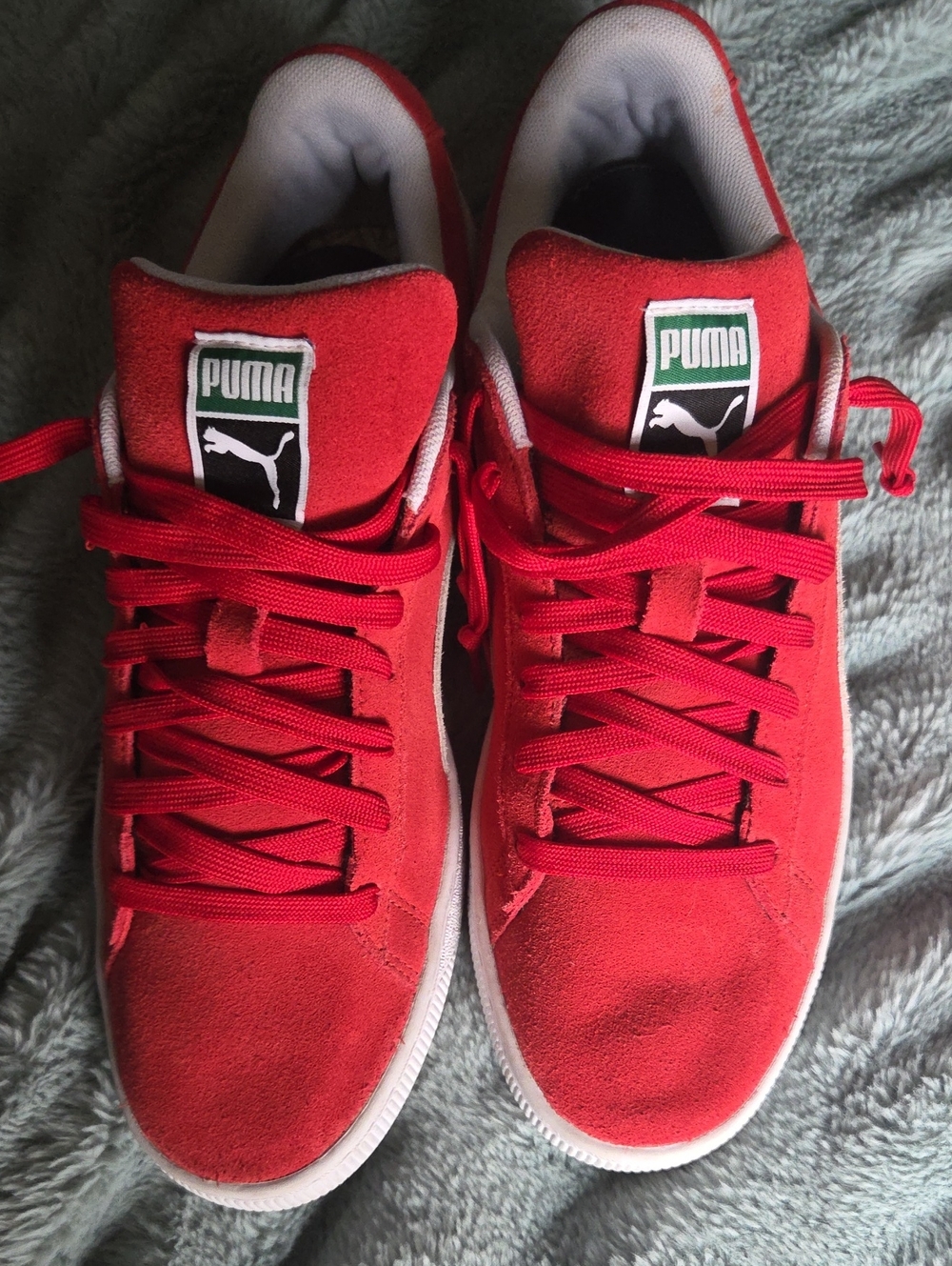 Puma Red Suede Low-Top Sneakers,  Size 11.